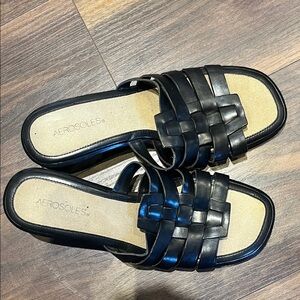 AEROSOLES Black Woven Sandals